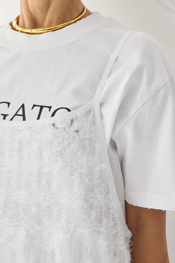 [SET]フェザーチュールキャミソール+ヴィンテージARIGATO Tシャツ(2set)