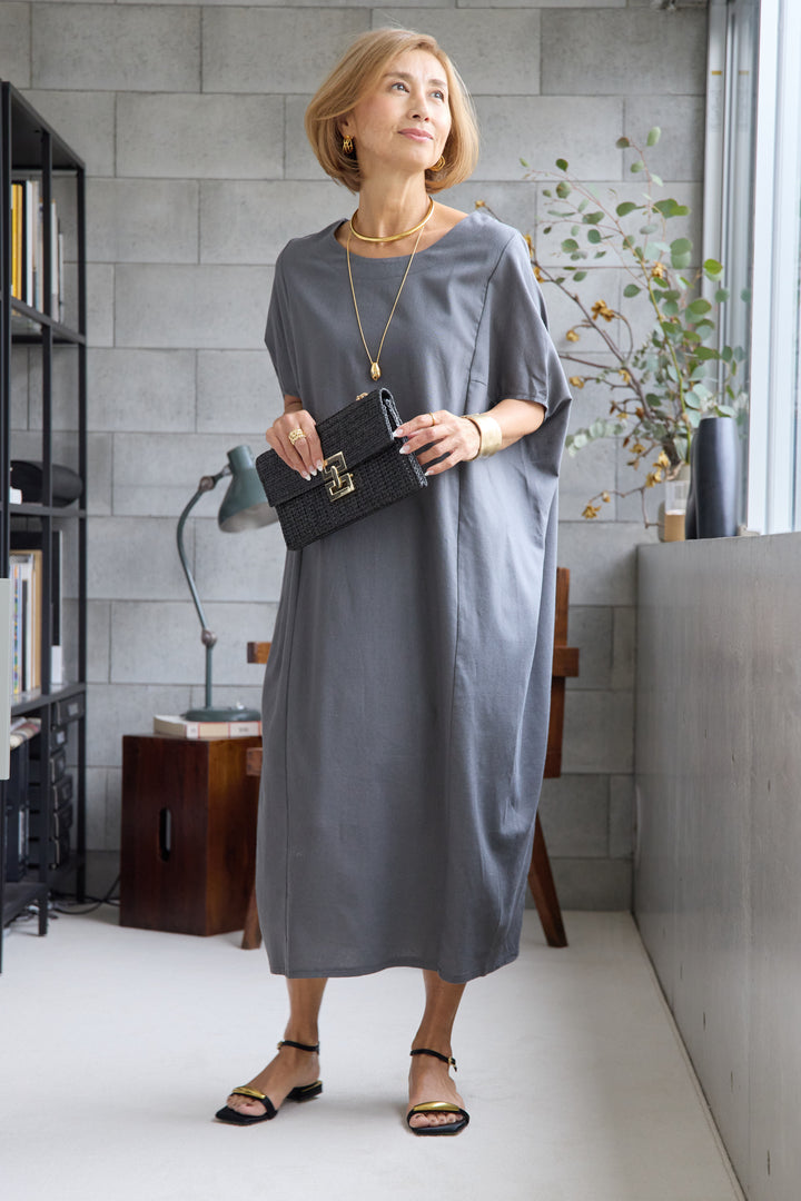 コクーンリネンワンピース