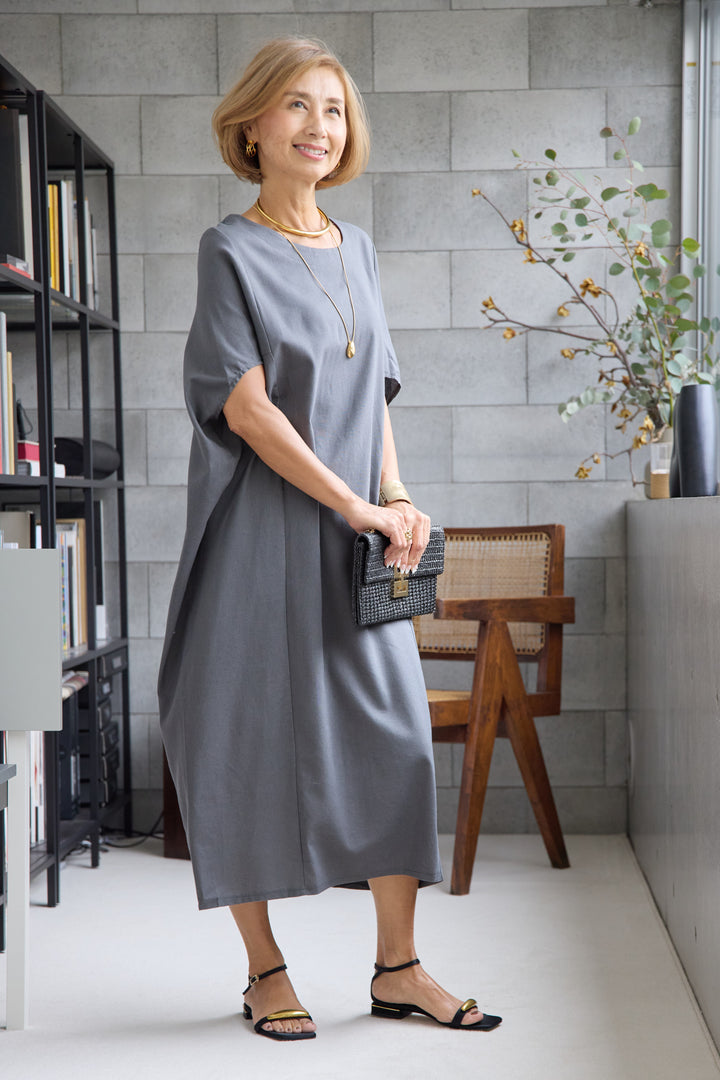 コクーンリネンワンピース