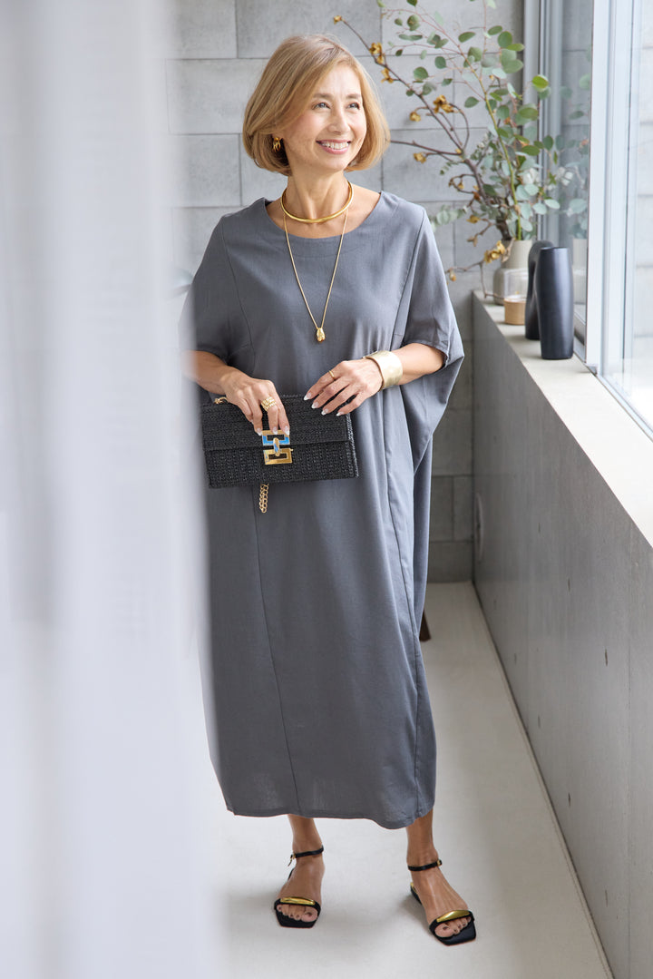 コクーンリネンワンピース