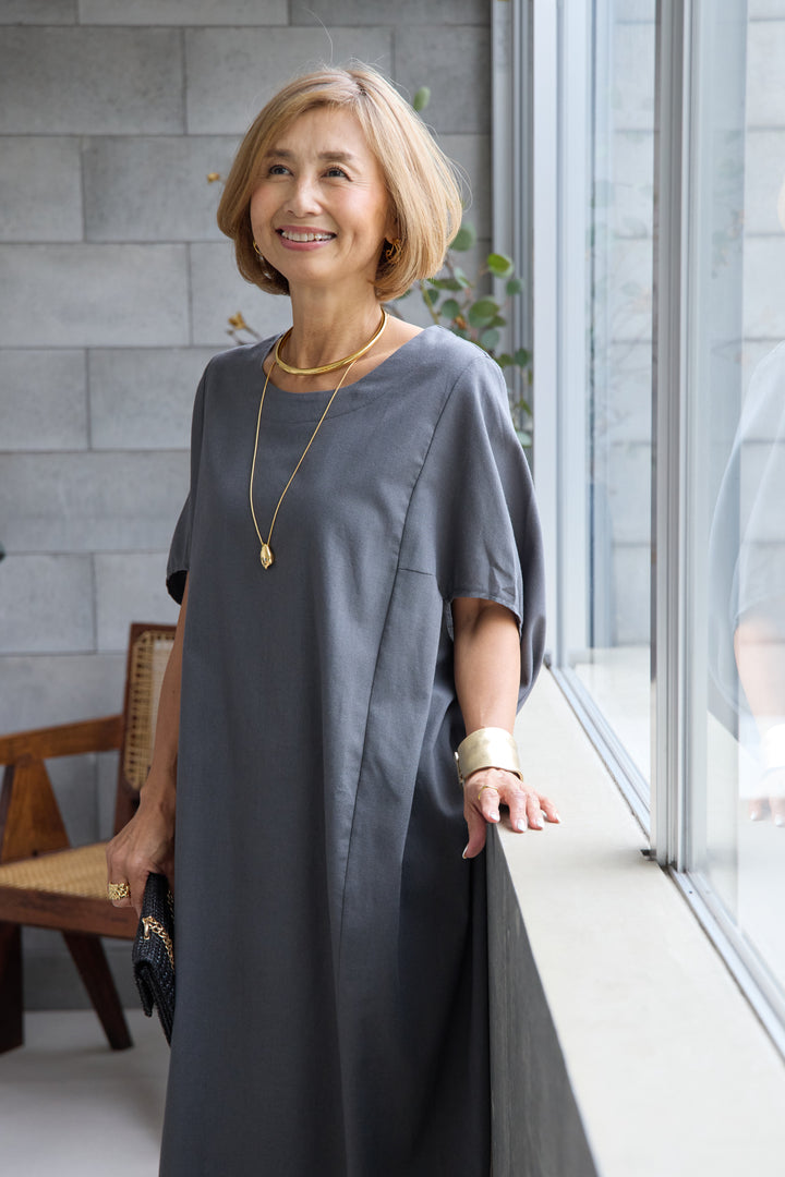 コクーンリネンワンピース