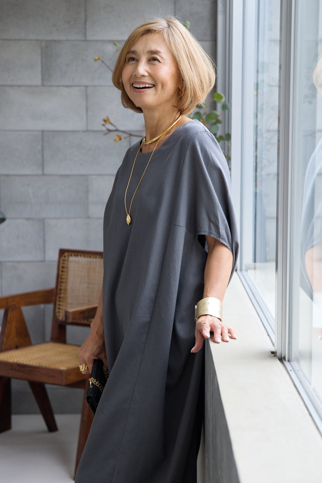 コクーンリネンワンピース