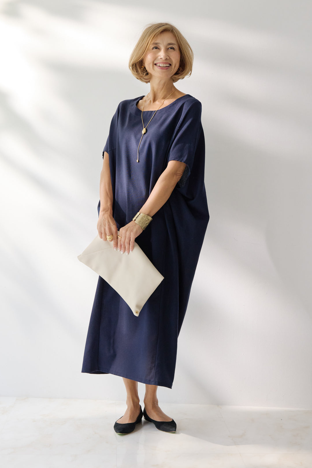 コクーンリネンワンピース