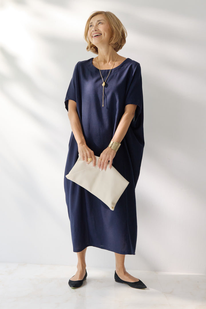 コクーンリネンワンピース