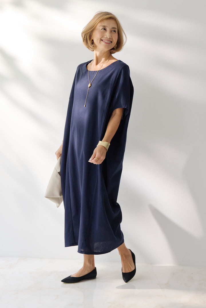 コクーンリネンワンピース
