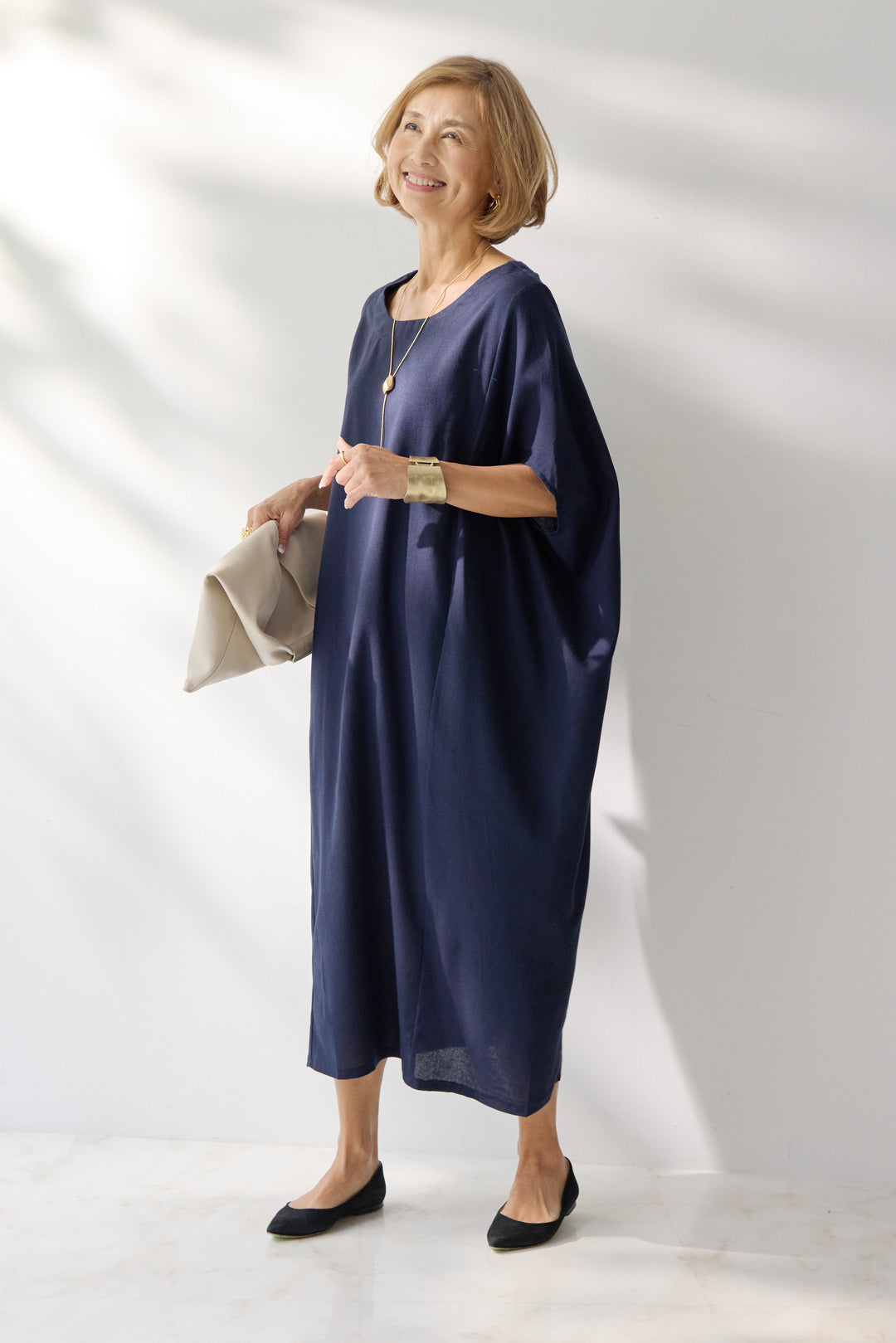 コクーンリネンワンピース