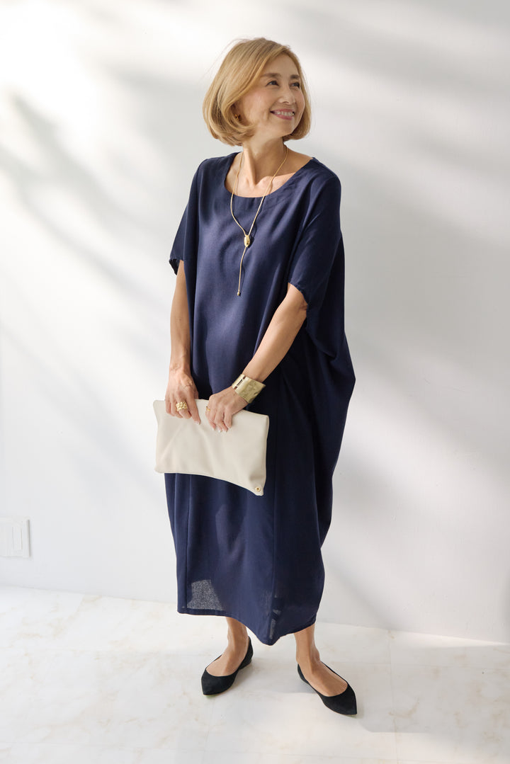 コクーンリネンワンピース
