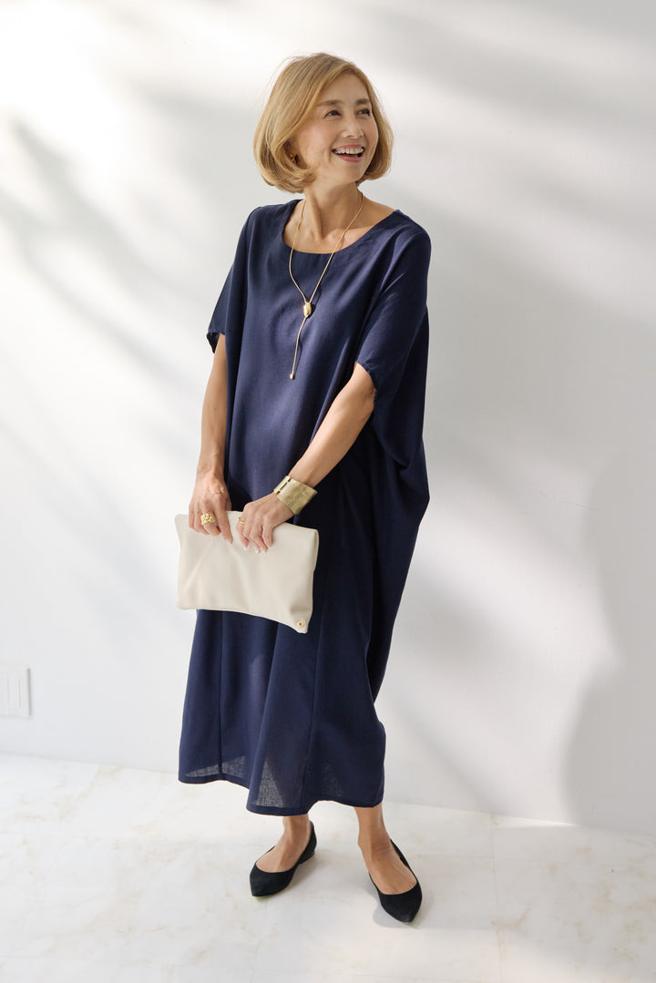 コクーンリネンワンピース