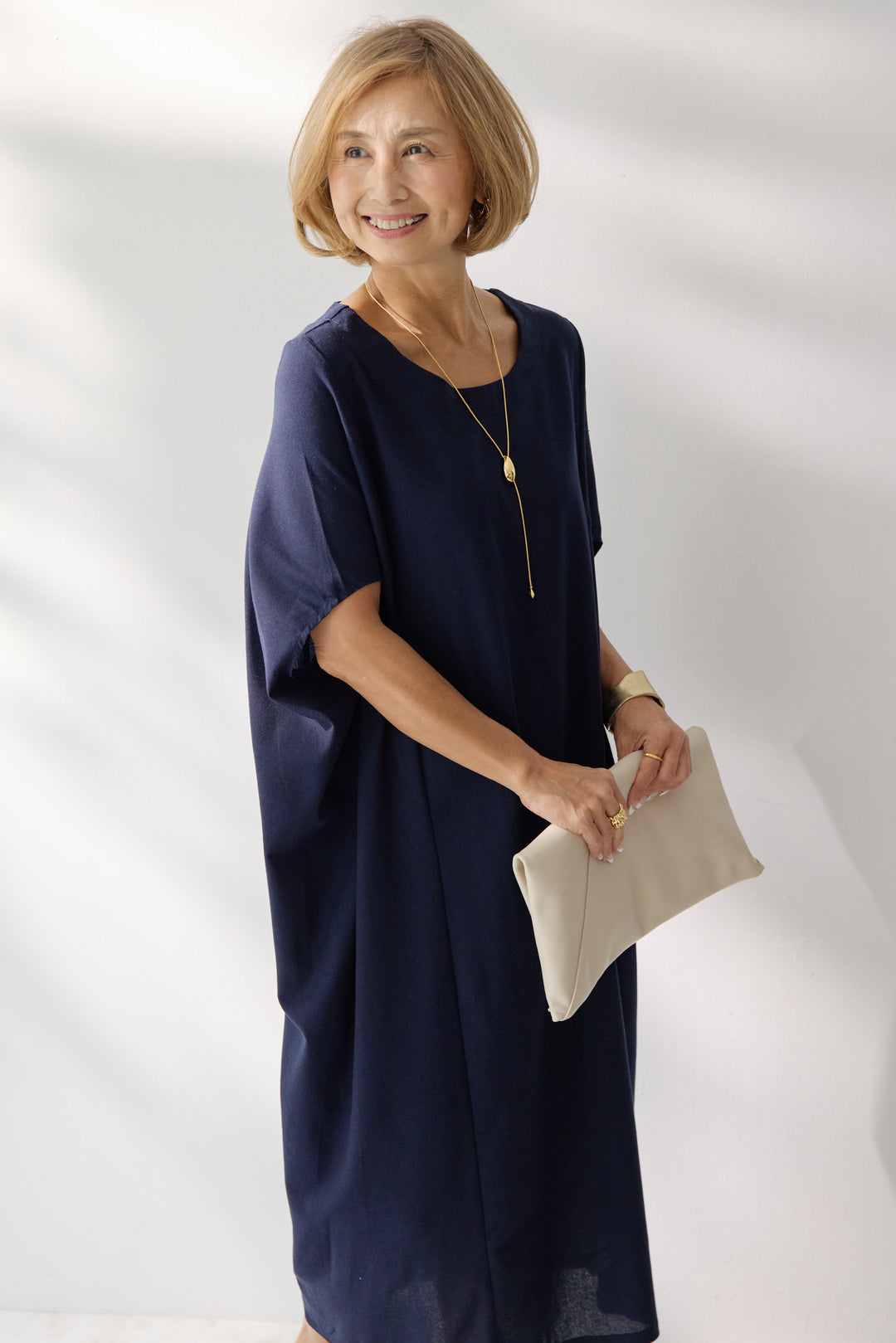 コクーンリネンワンピース