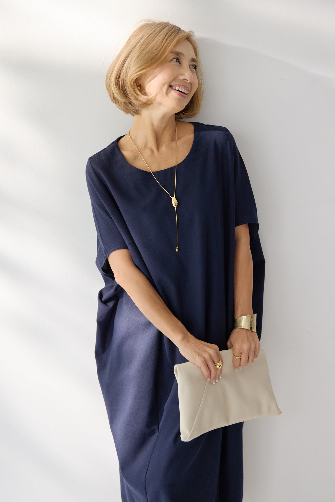 コクーンリネンワンピース