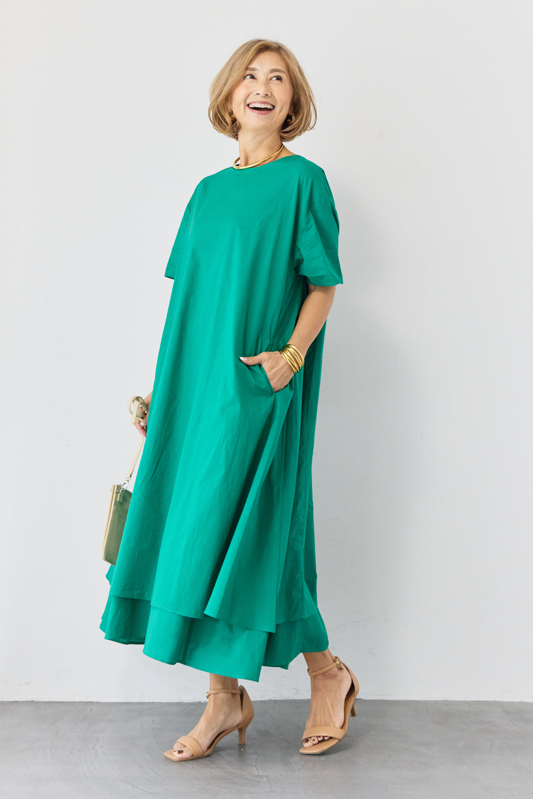 2wayベルト レイヤードヘムワンピース