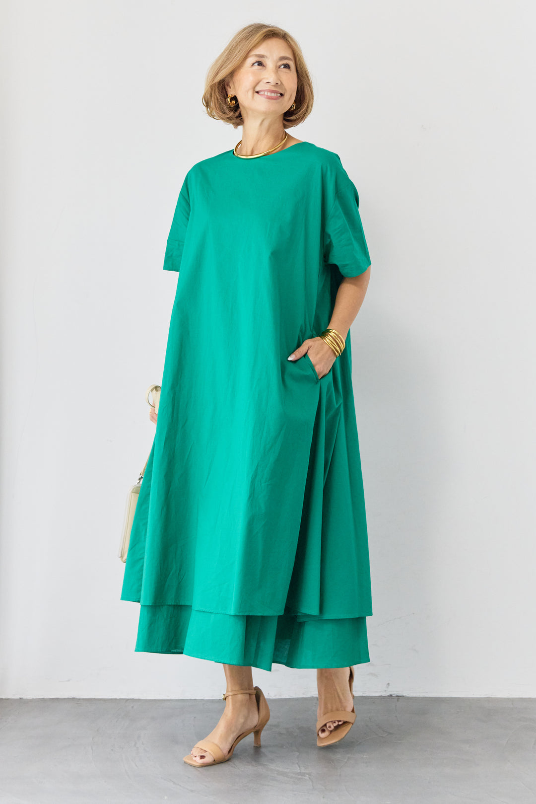 2wayベルト レイヤードヘムワンピース