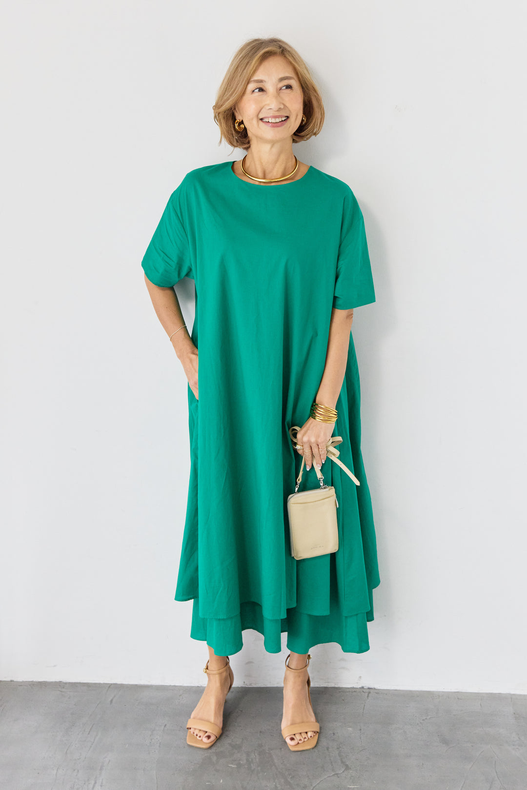 2wayベルト レイヤードヘムワンピース