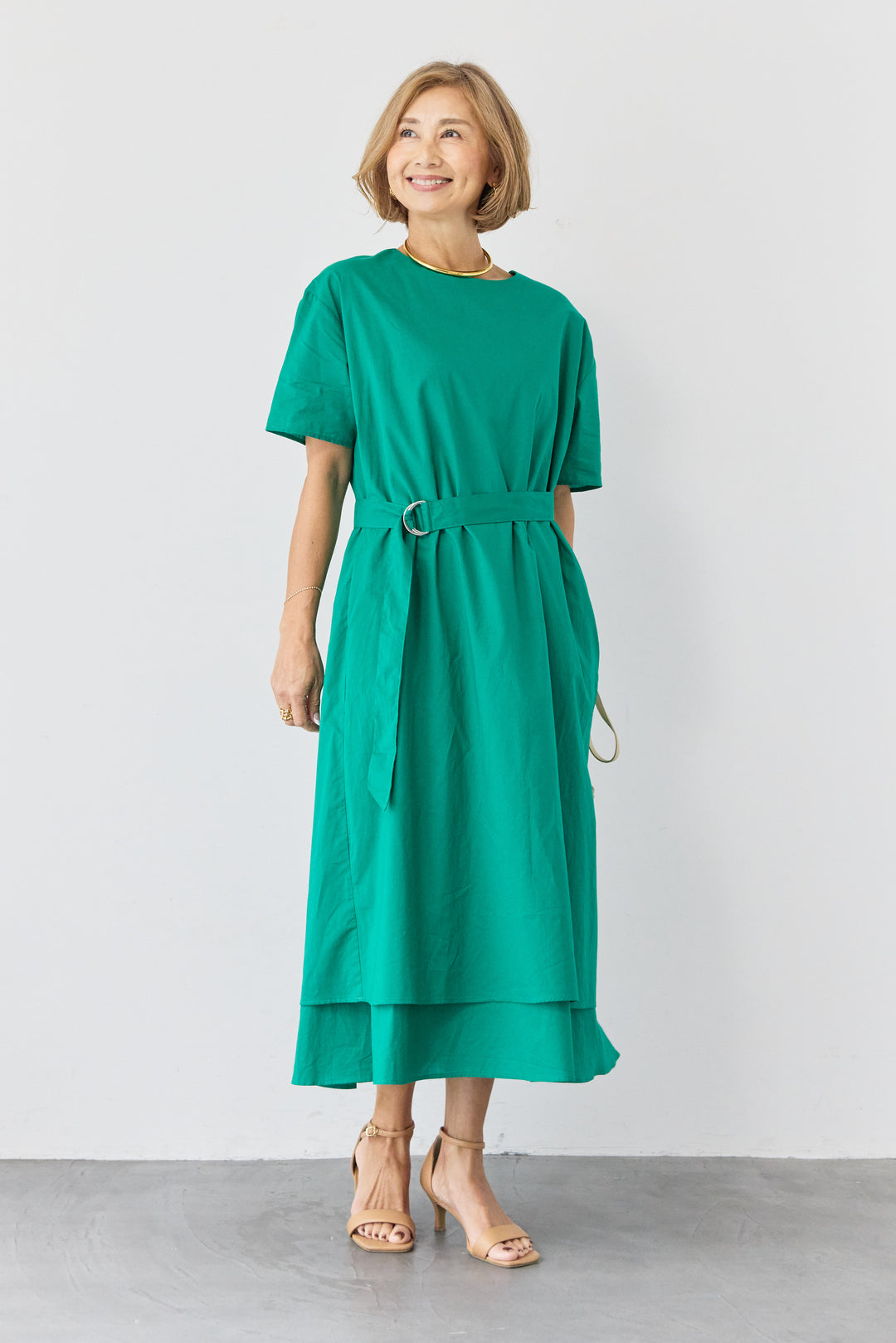 2wayベルト レイヤードヘムワンピース