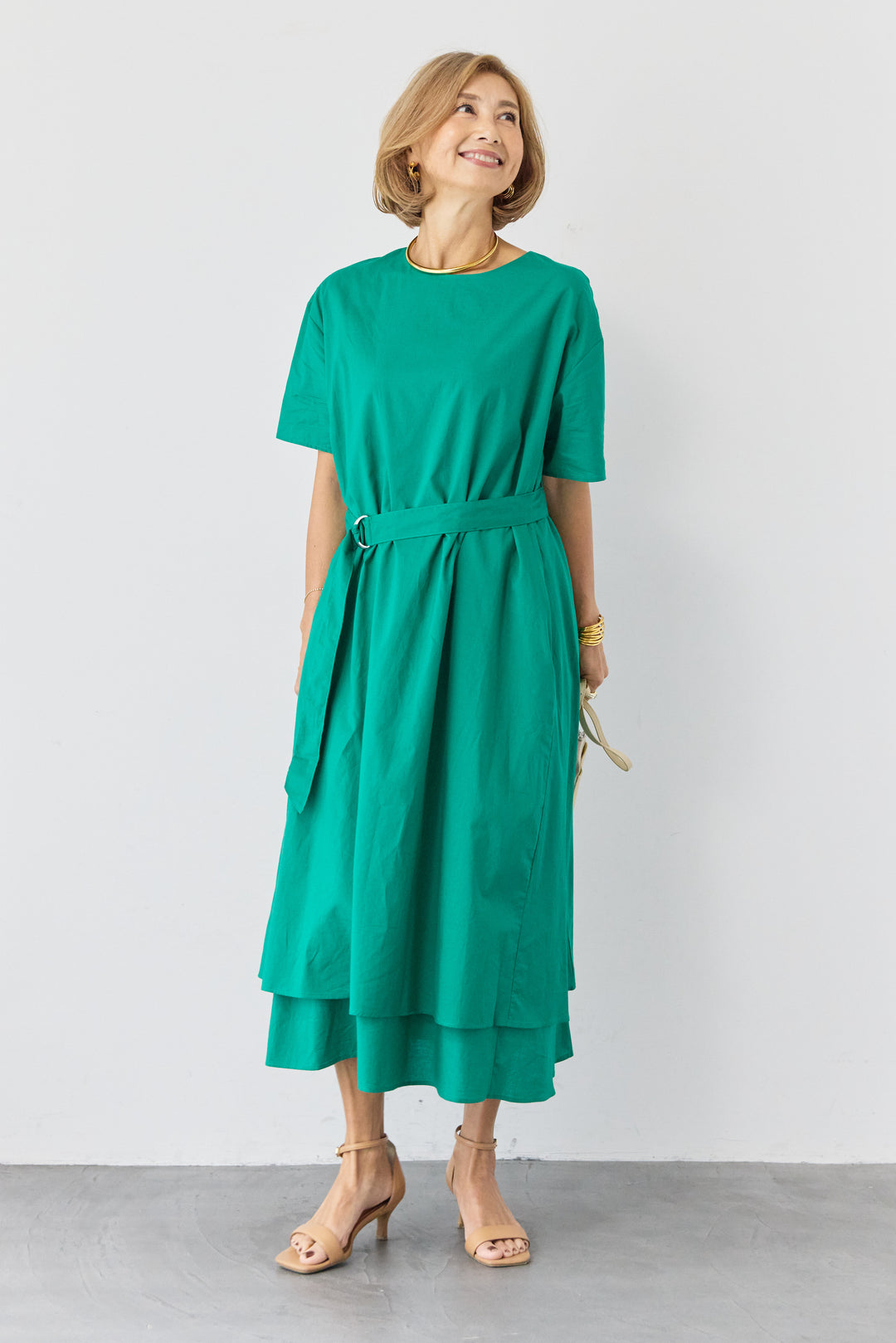 2wayベルト レイヤードヘムワンピース