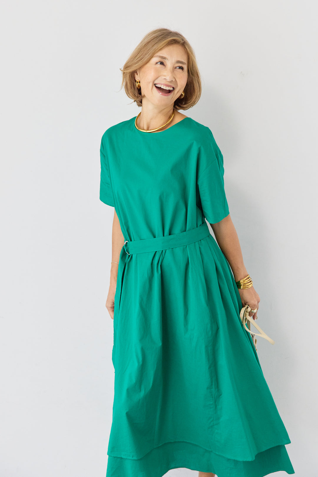 2wayベルト レイヤードヘムワンピース