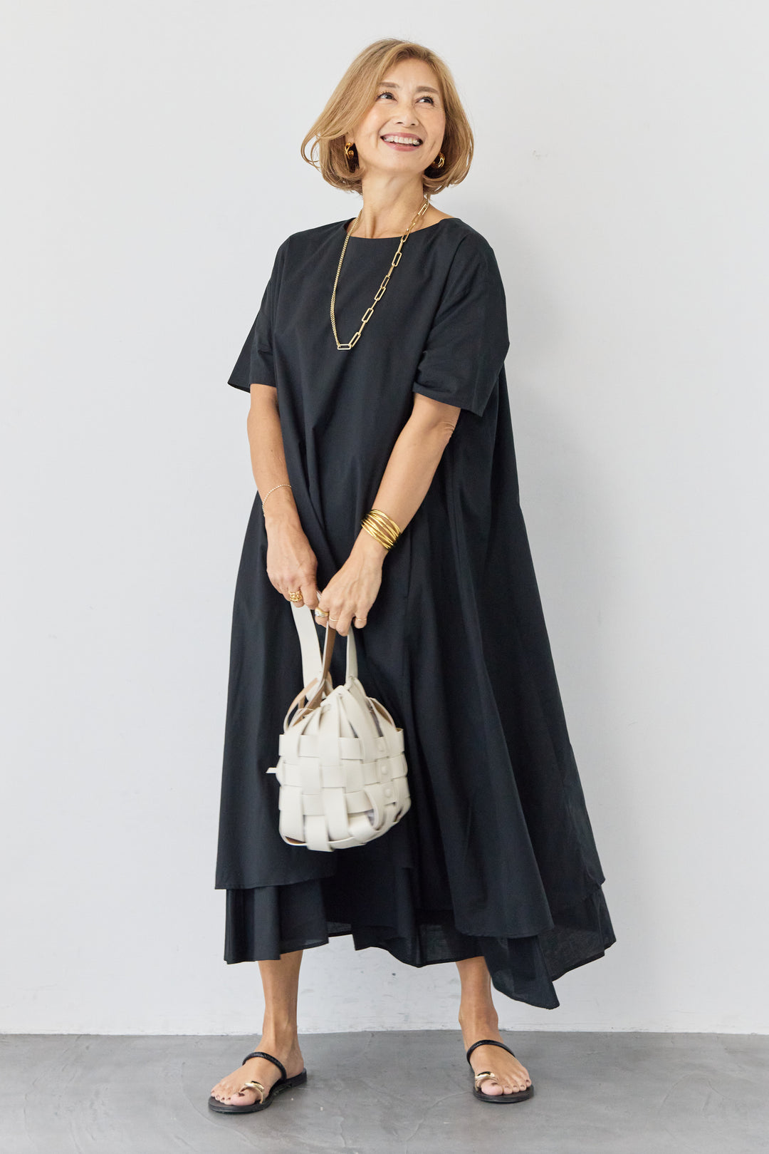 2wayベルト レイヤードヘムワンピース