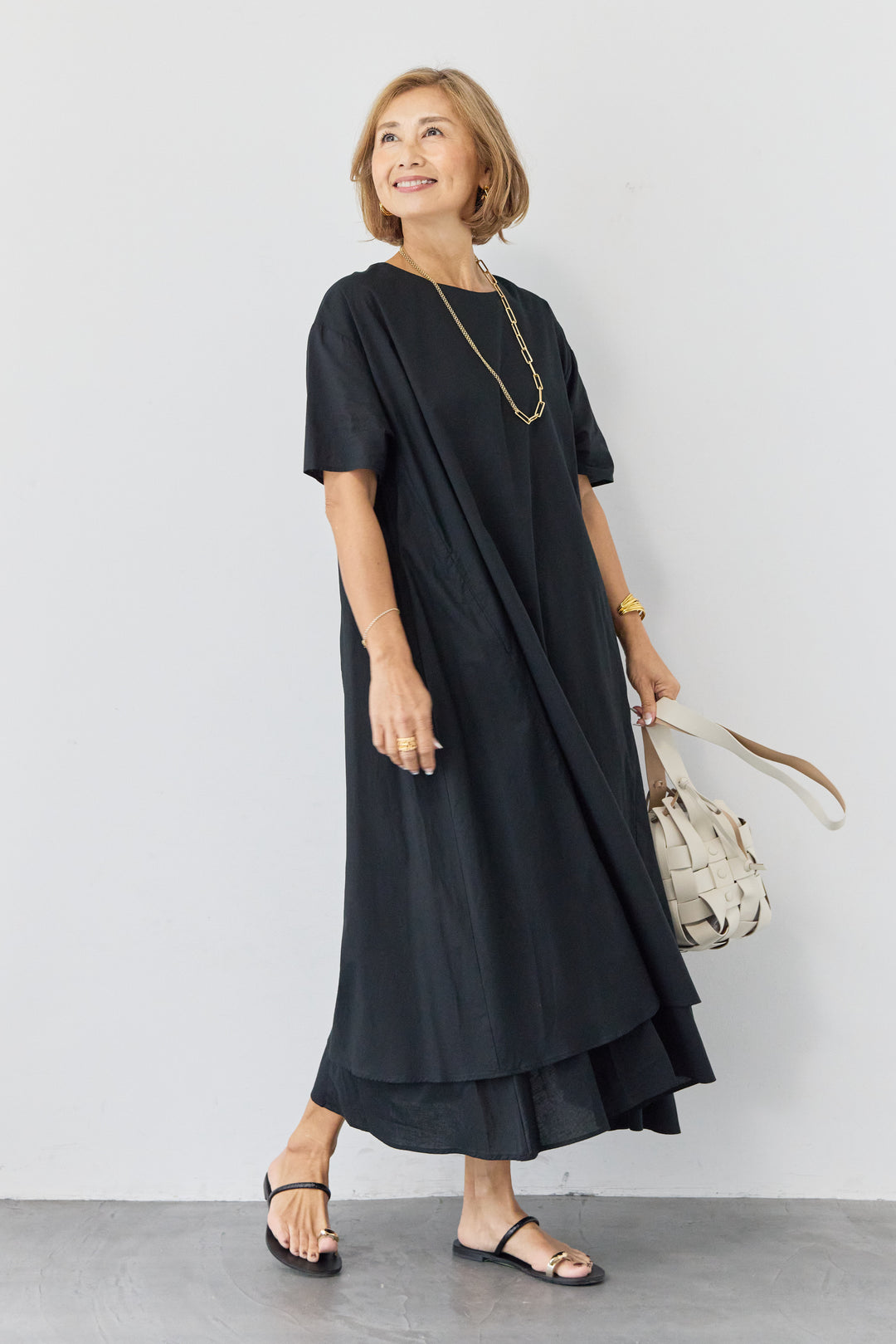 2wayベルト レイヤードヘムワンピース