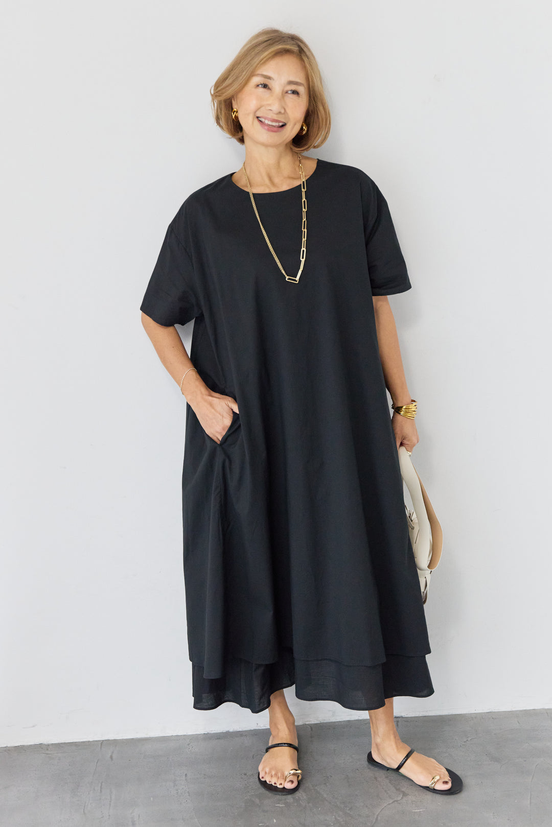 2wayベルト レイヤードヘムワンピース