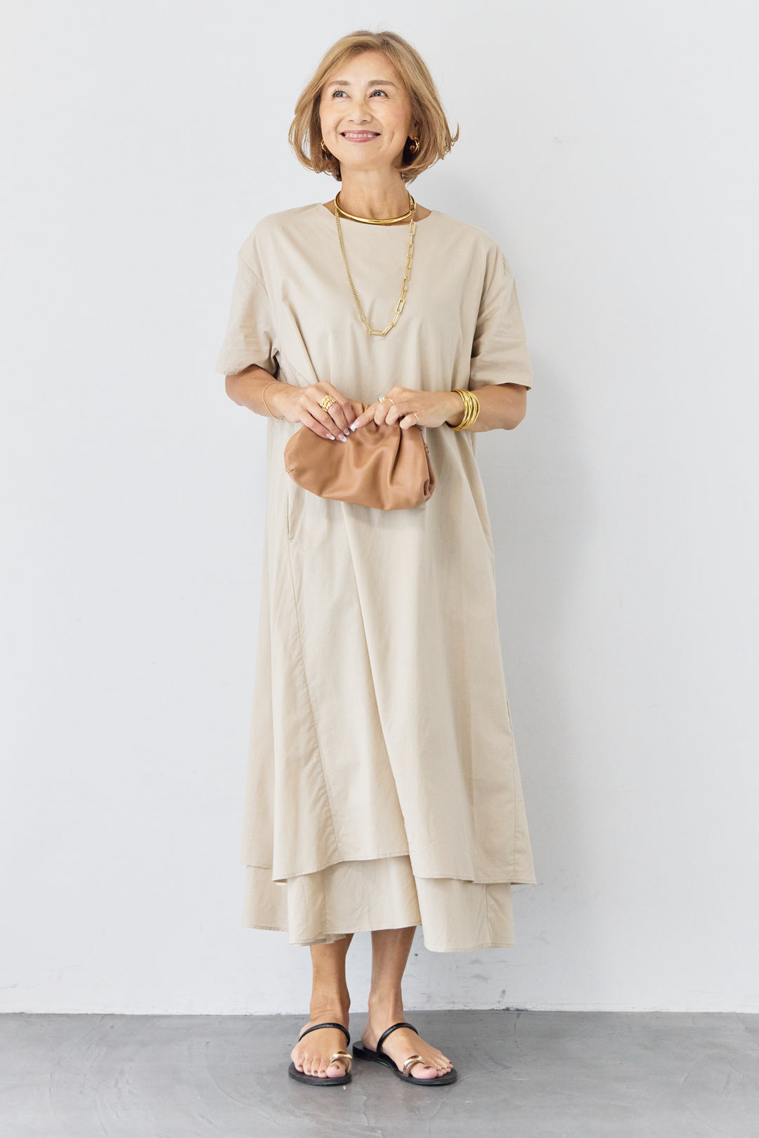 2wayベルト レイヤードヘムワンピース