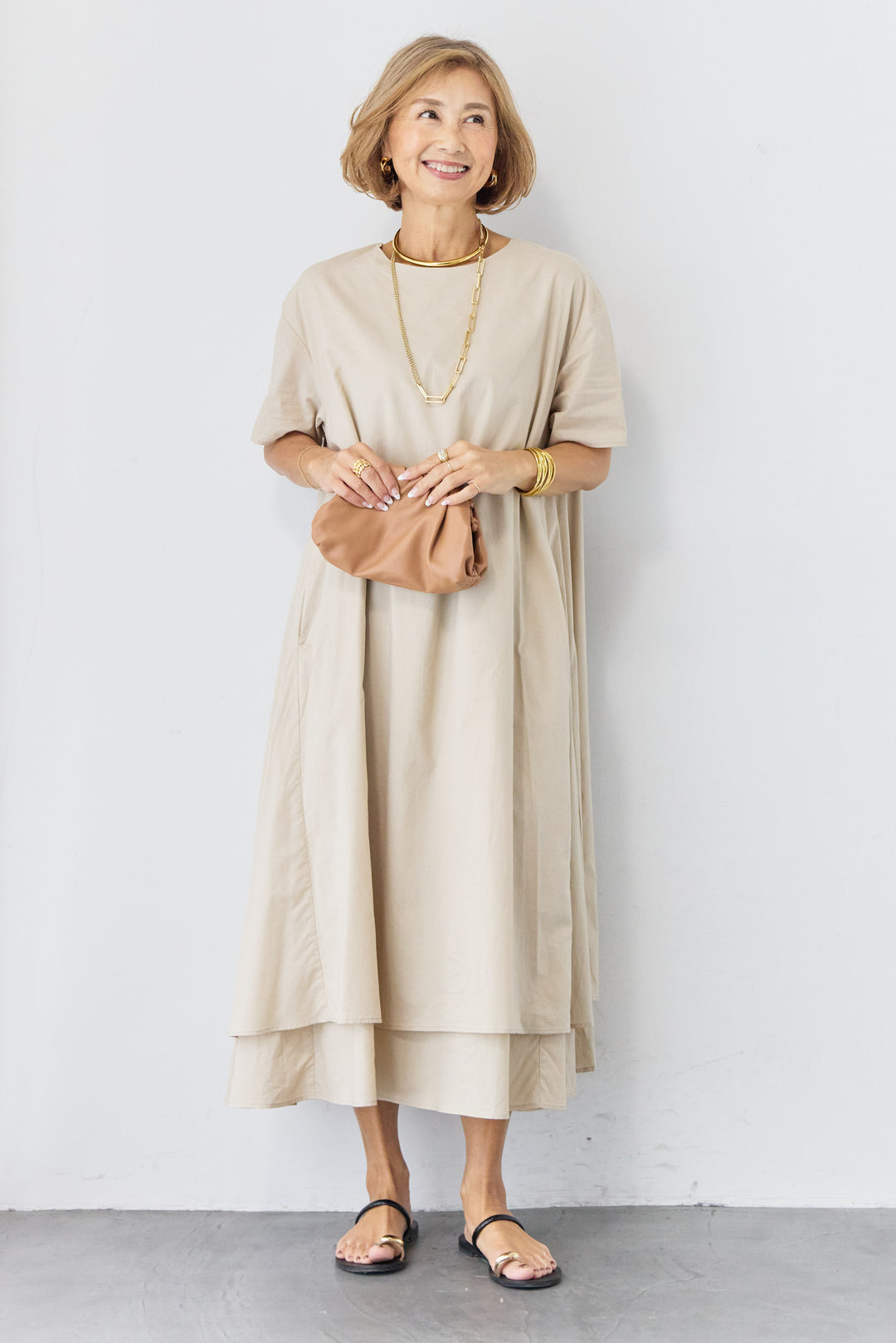 2wayベルト レイヤードヘムワンピース