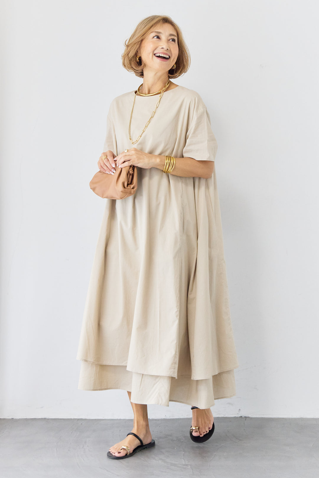 2wayベルト レイヤードヘムワンピース