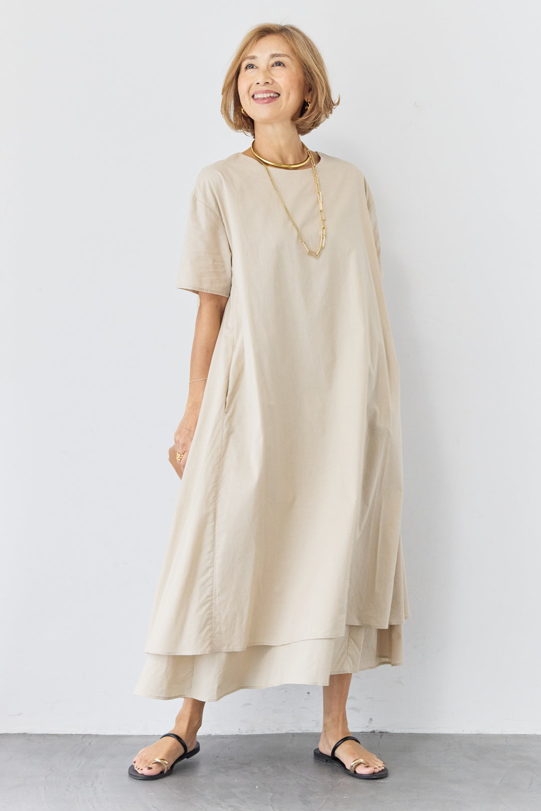 2wayベルト レイヤードヘムワンピース