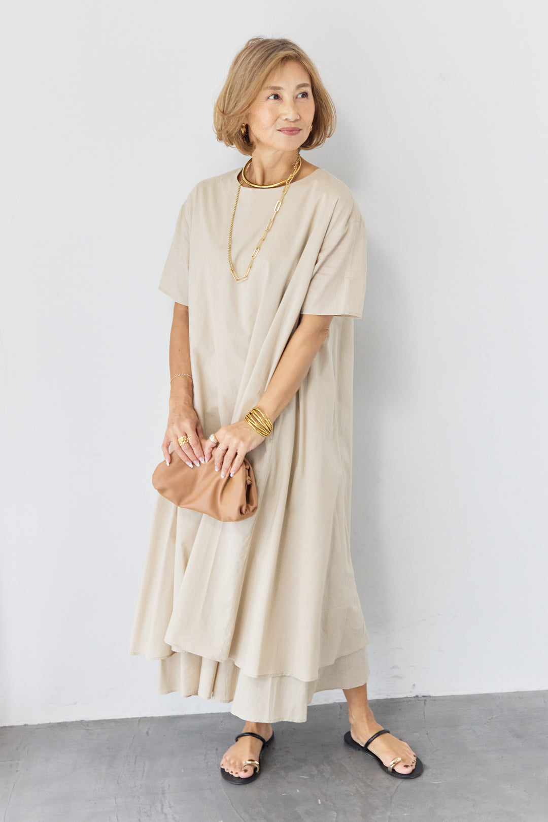 2wayベルト レイヤードヘムワンピース