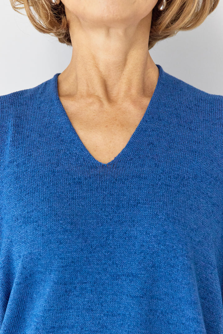 Vネック フレンチスリーブ サマーニット