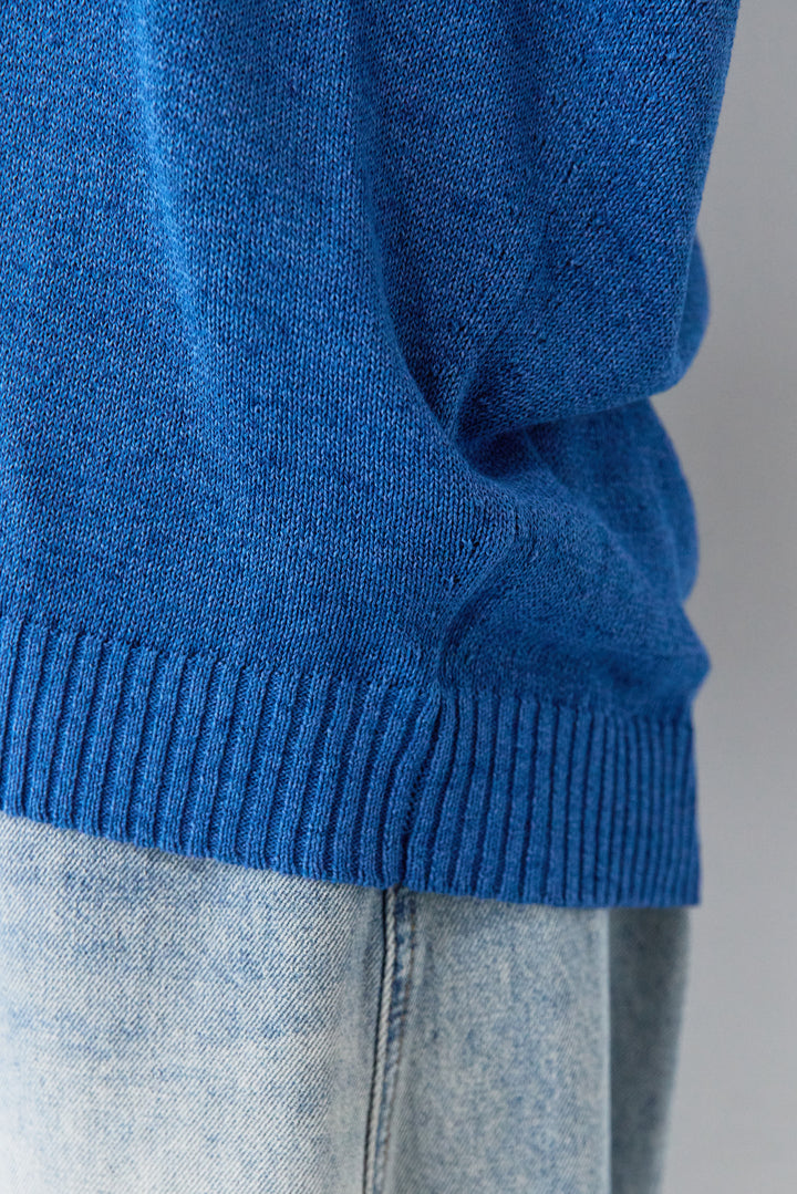 Vネック フレンチスリーブ サマーニット