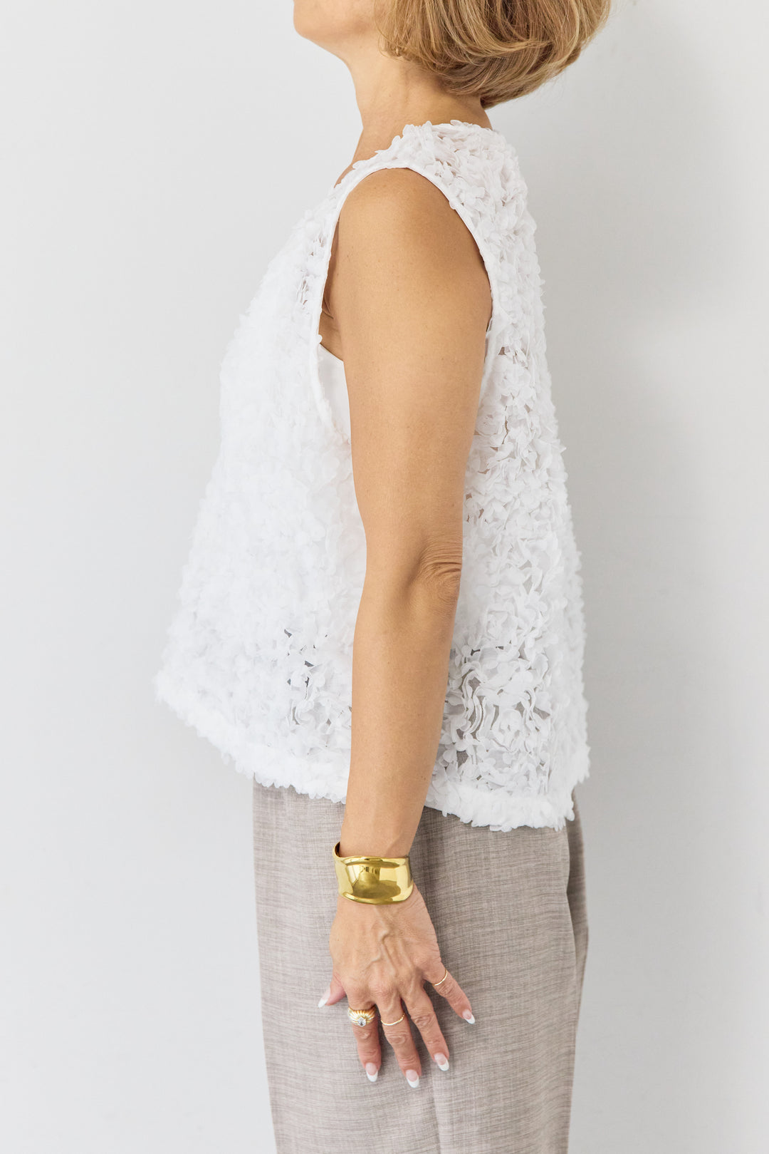 [SET]フラワーモチーフ チュールベスト+ウエストゴム センタープレスワイドパンツ(2set)