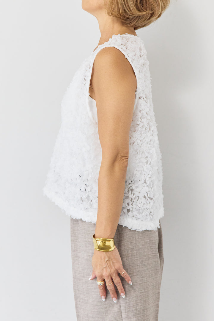 [SET]フラワーモチーフ チュールベスト+ウエストゴム センタープレスワイドパンツ(2set)