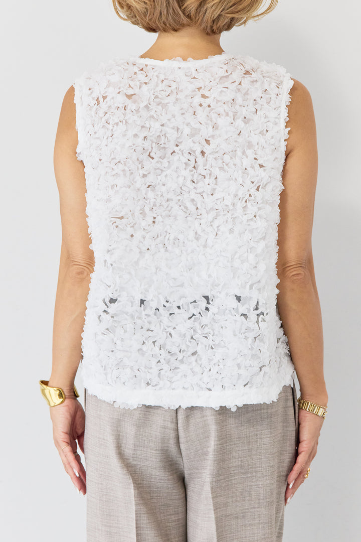 [SET]フラワーモチーフ チュールベスト+ウエストゴム センタープレスワイドパンツ(2set)