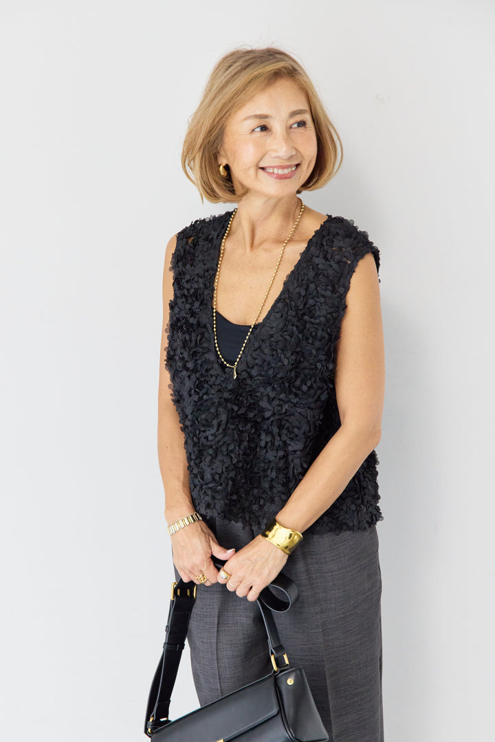 フラワーモチーフ チュールベスト