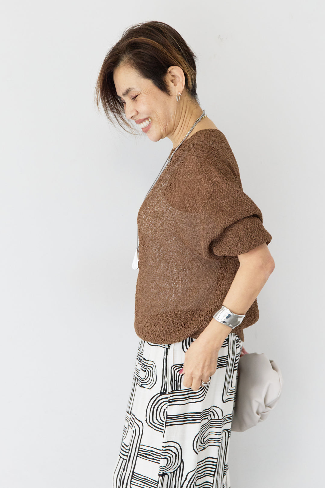 【ジャパンメイド】ホールガーメント和紙かのこ編みプルオーバー