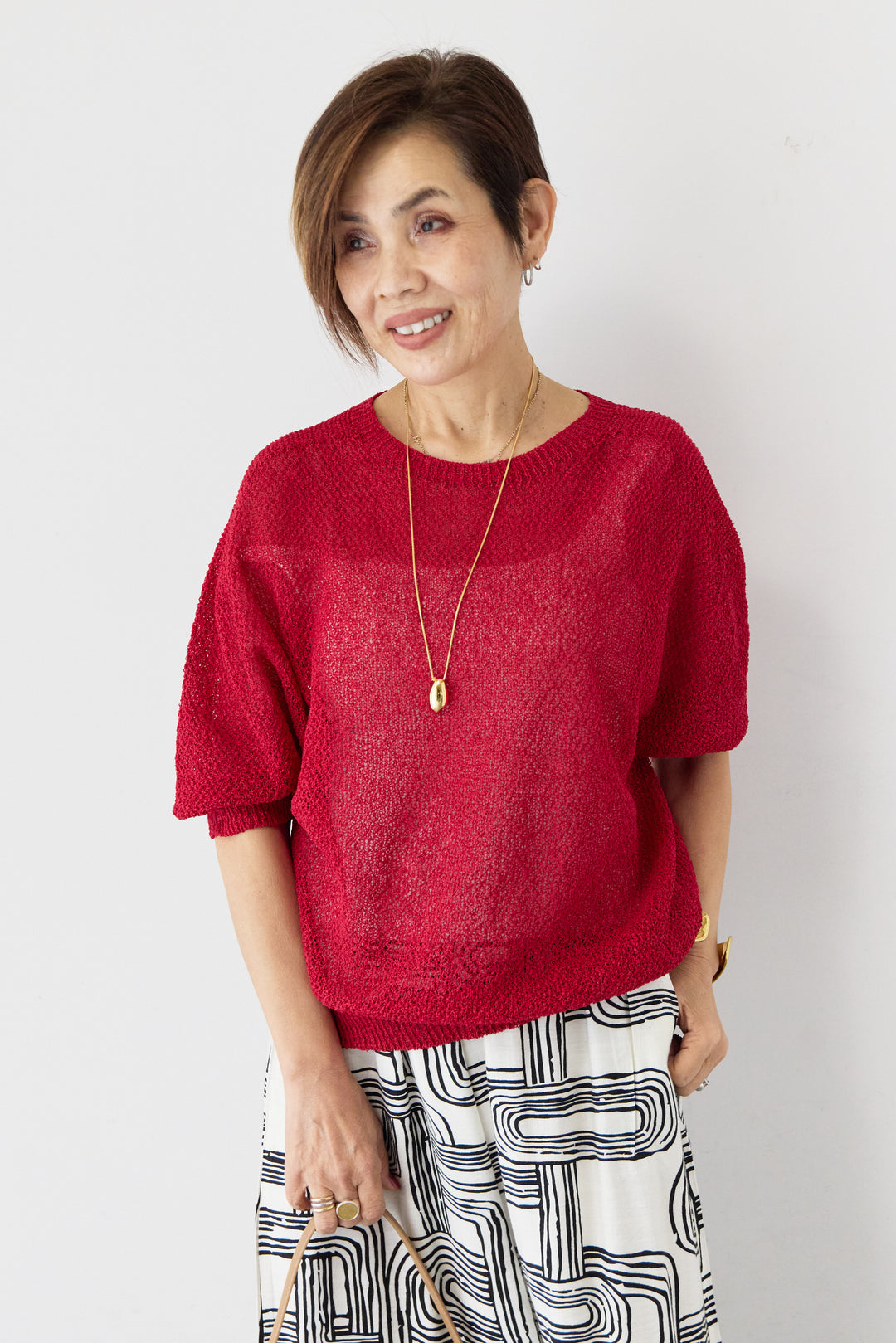 【ジャパンメイド】ホールガーメント和紙かのこ編みプルオーバー