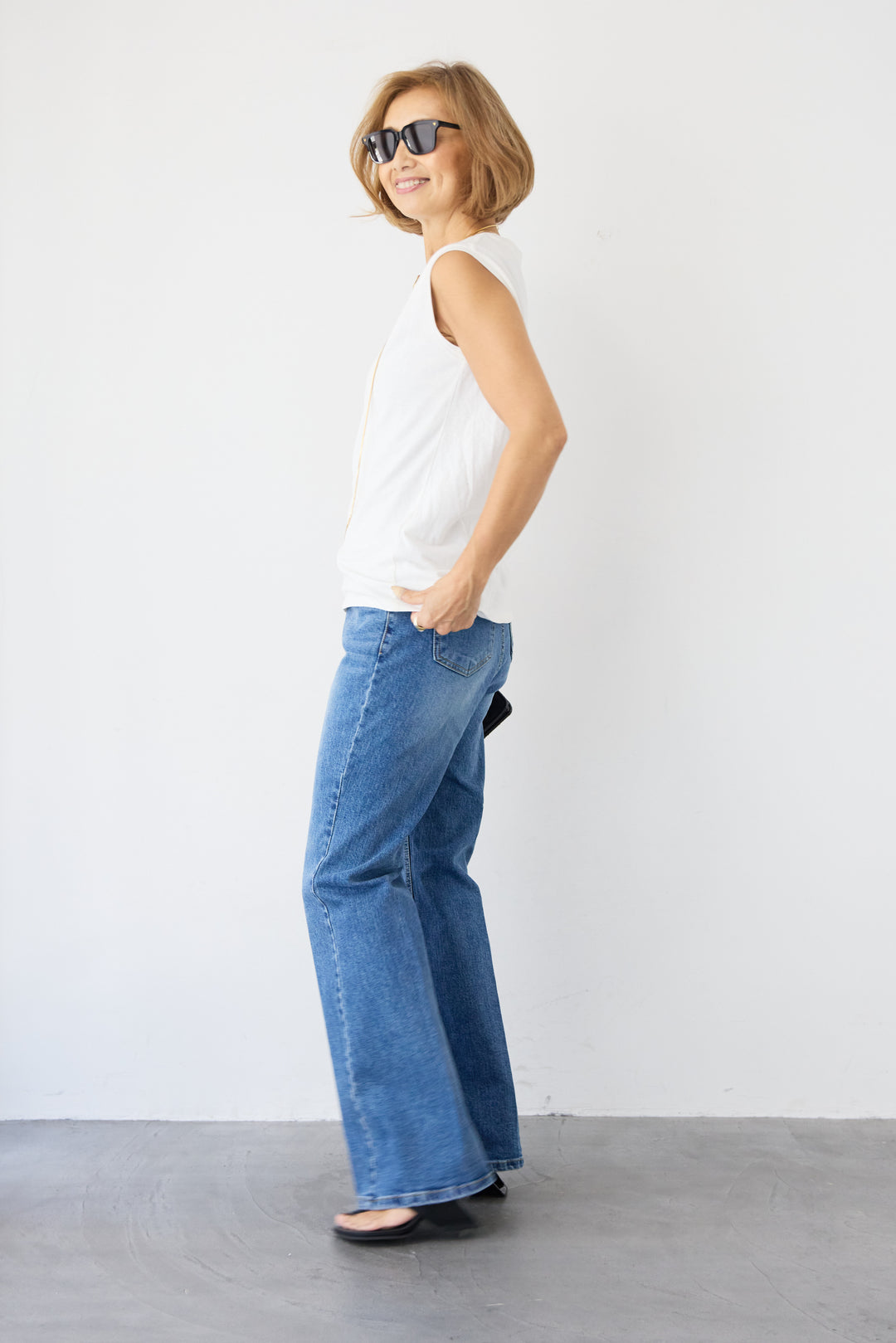 センタープレスデニムパンツ
