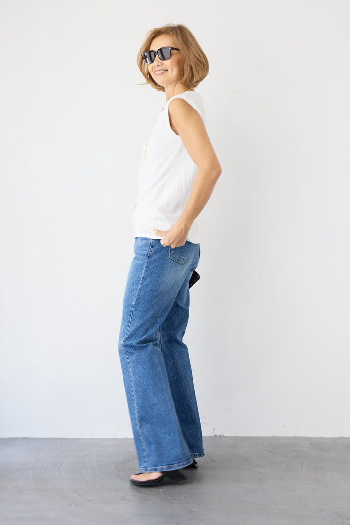 センタープレスデニムパンツ