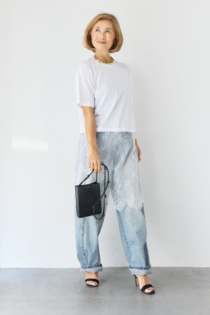 [SET]レース切替チュニックT+ダメージコクーンパンツ(2set)