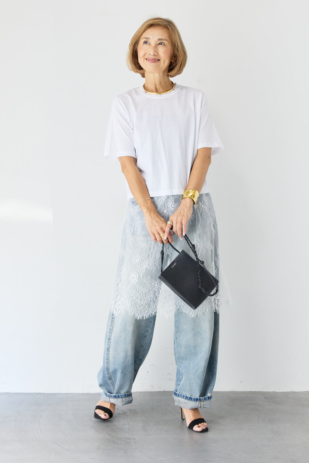 [SET]レース切替チュニックT+ダメージコクーンパンツ(2set)