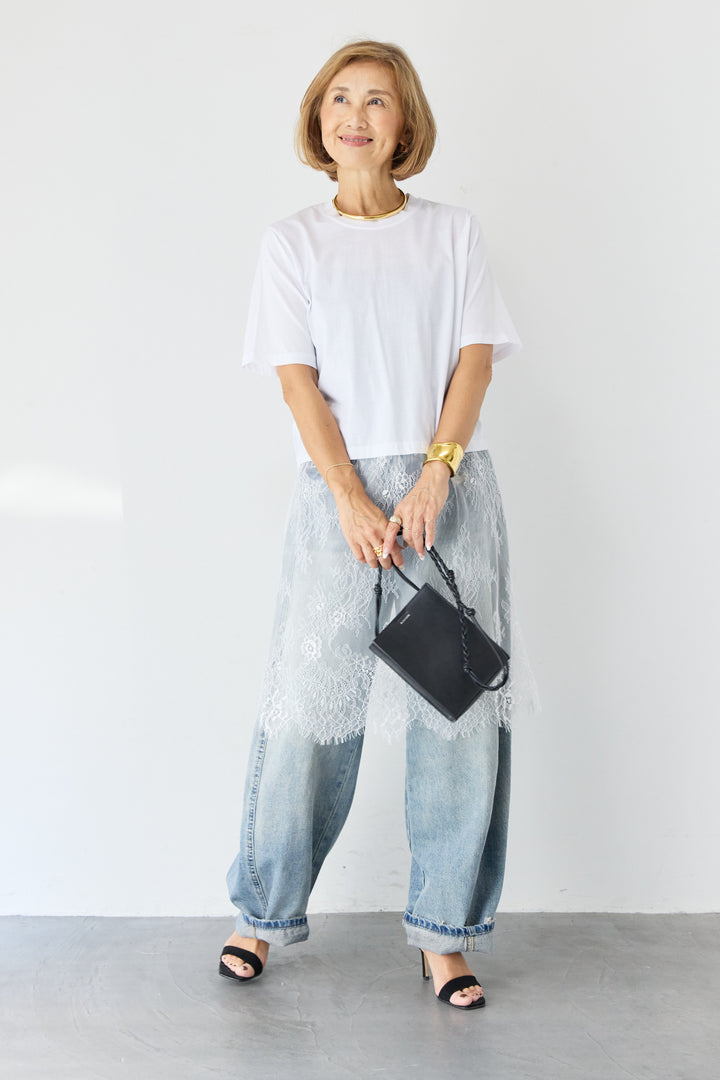 [SET]レース切替チュニックT+ダメージコクーンパンツ(2set)