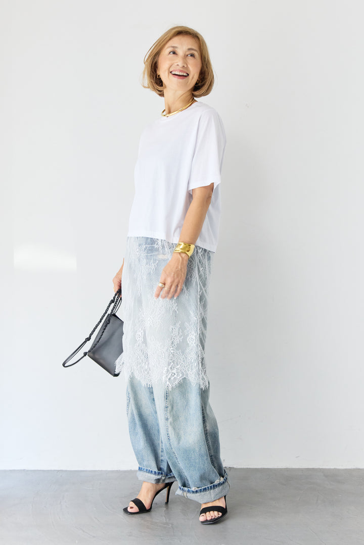 [SET]レース切替チュニックT+ダメージコクーンパンツ(2set)