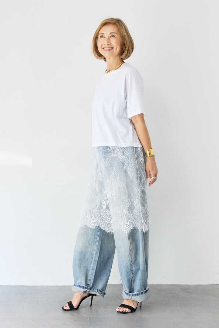 [SET]レース切替チュニックT+ダメージコクーンパンツ(2set)