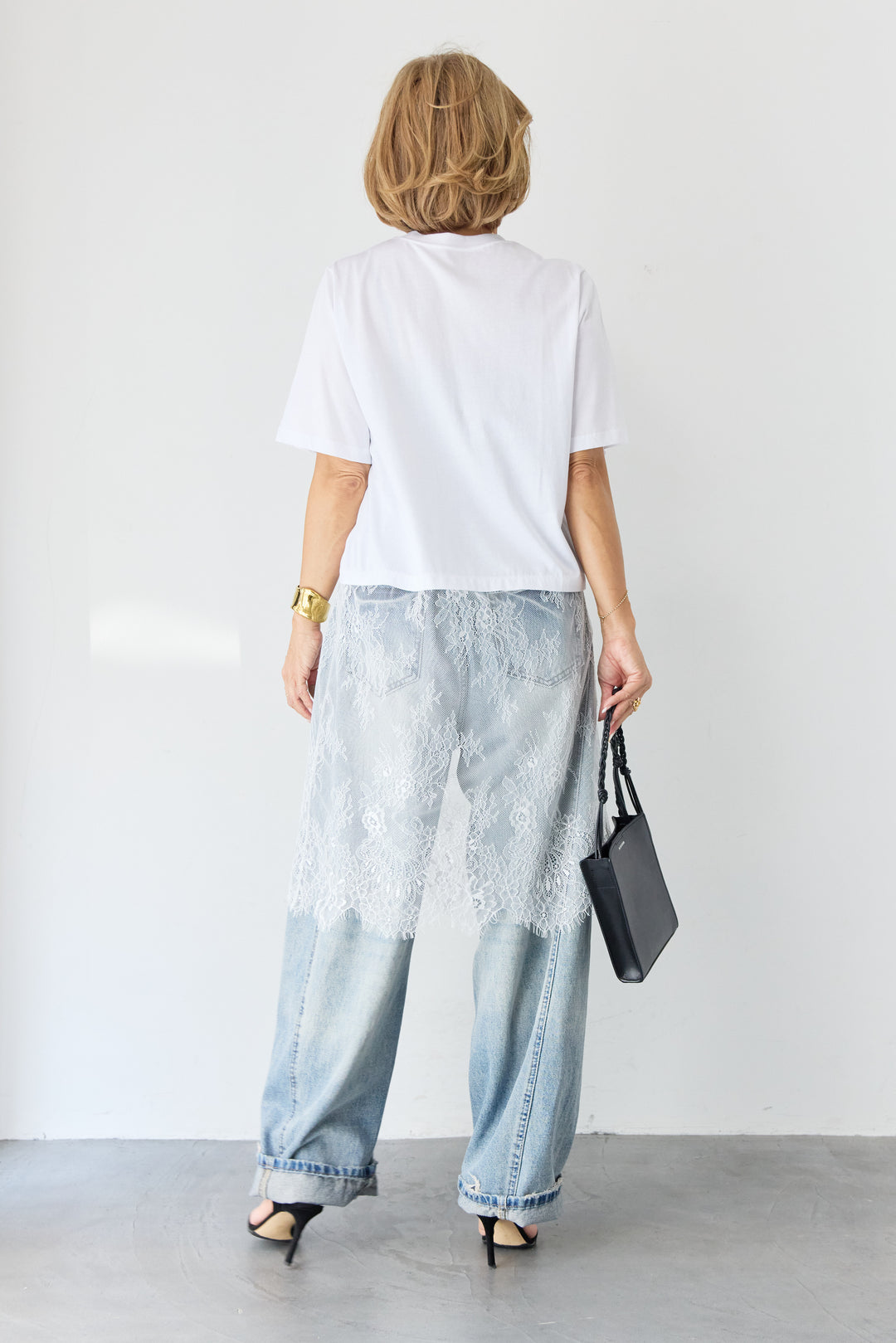 [SET]レース切替チュニックT+ダメージコクーンパンツ(2set)