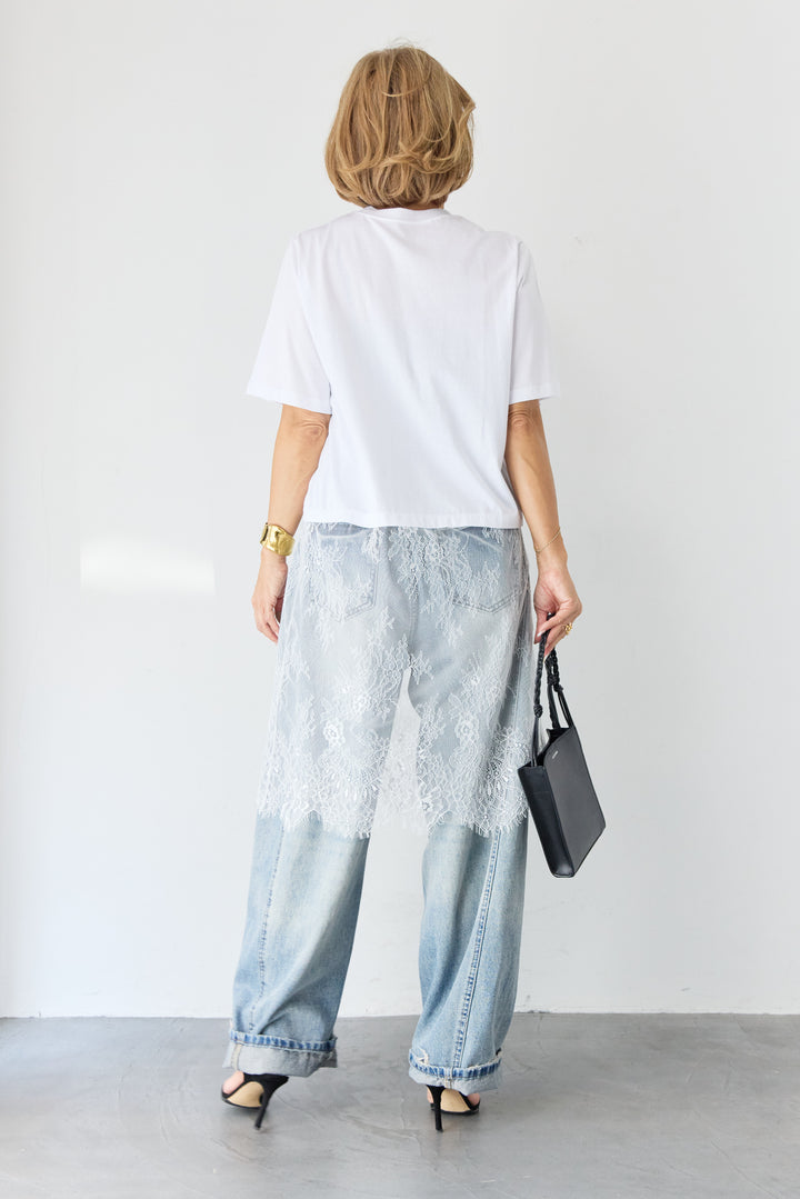 [SET]レース切替チュニックT+ダメージコクーンパンツ(2set)