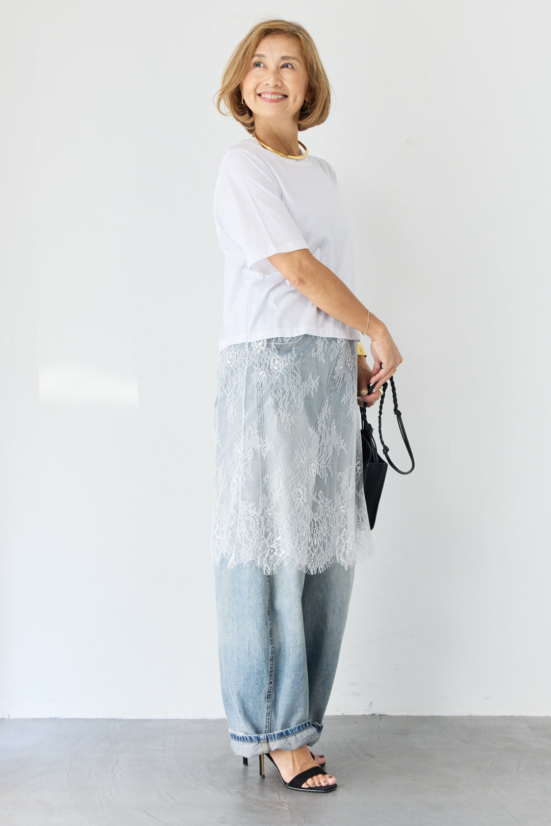 [SET]レース切替チュニックT+ダメージコクーンパンツ(2set)