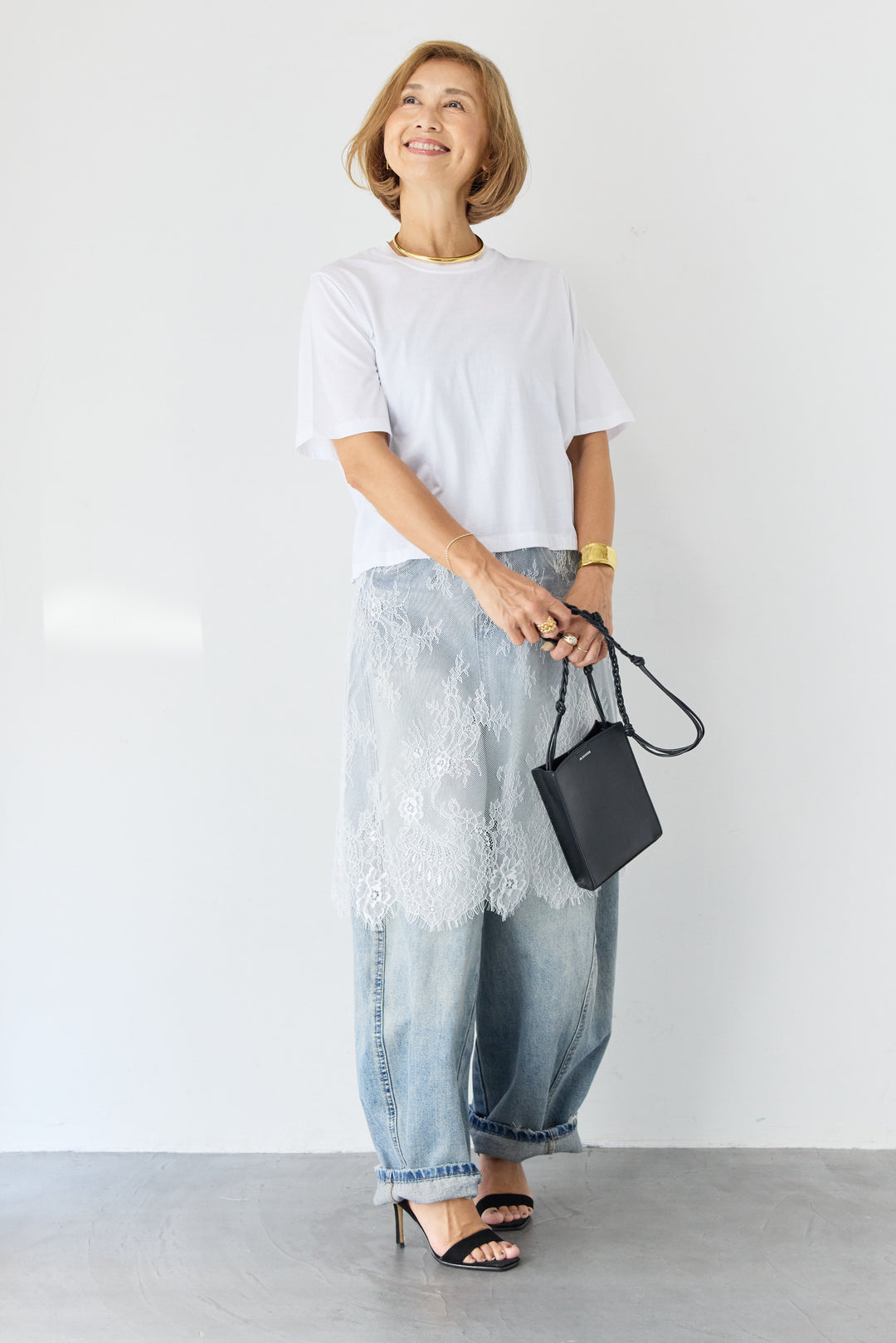 [SET]レース切替チュニックT+ダメージコクーンパンツ(2set)