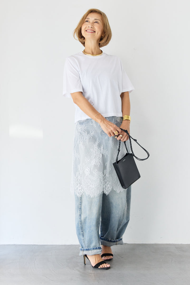 [SET]レース切替チュニックT+ダメージコクーンパンツ(2set)