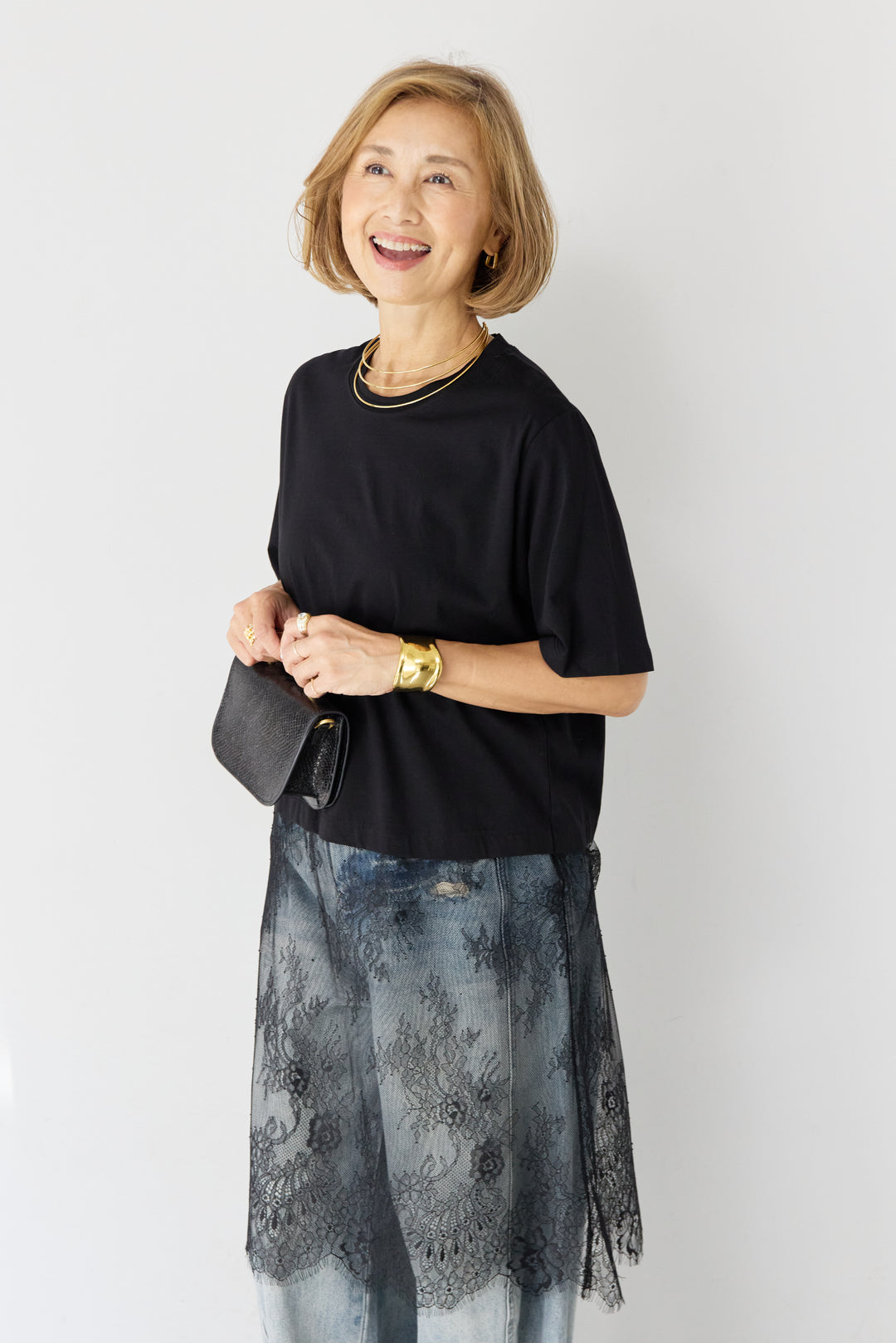 [SET]レース切替チュニックT+ダメージコクーンパンツ(2set)