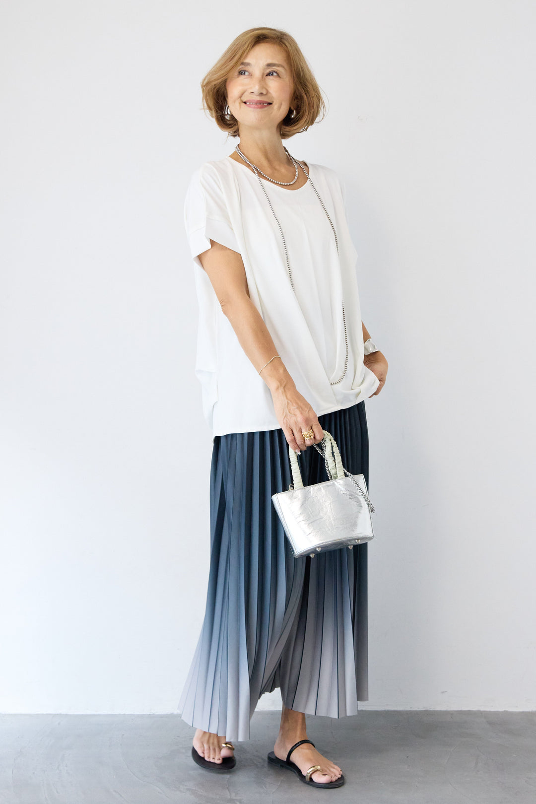 グラデーションロングプリーツスカート